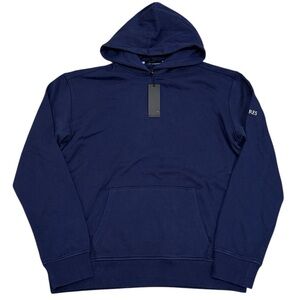 New Greyson Men Lake Fleece Hoodie Sweatshirt Large Small Navy Blue Company Logo